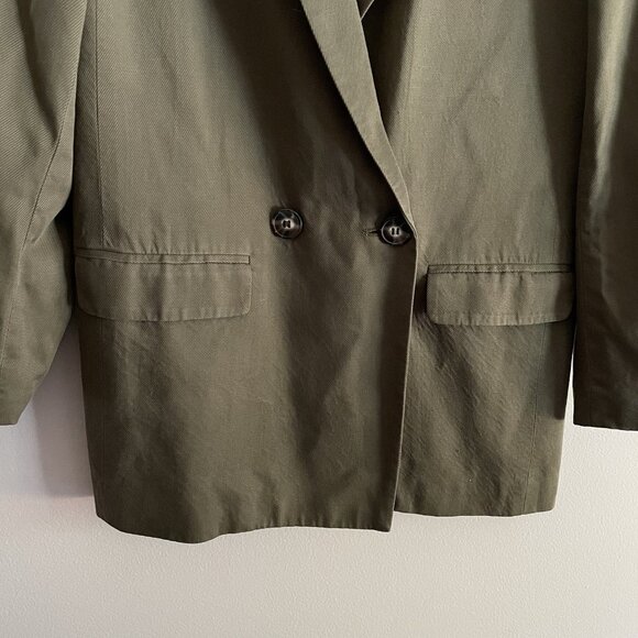 Madewell Womn XS Kale Green Oversized Drapeweave Caldwell Double-Breasted Blazer - Picture 5 of 14